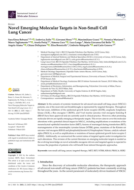 Novel Emerging Molecular Targets in Non-Small Cell Lung Cancer