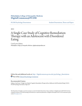 A Single Case Study of Cognitive Remediation Therapy with An