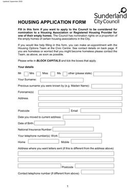 Housing Application Form