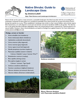 Native Shrubs: Guide to Landscape Uses by Jessica Lubell Dept