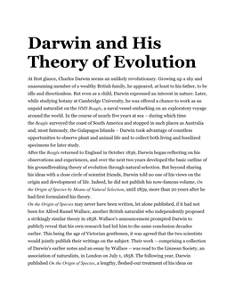 Darwin and His Theory of Evolution