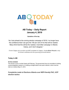 AB Today – Daily Report January 4, 2019