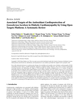 Review Article Associated Targets of the Antioxidant Cardioprotection Of