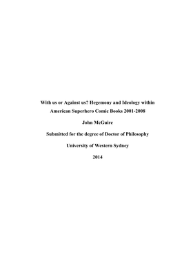 Hegemony and Ideology Within American Superhero Comic Books 2001-2008