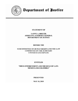 05-18-10 CRM Breuer Testimony Re Drug