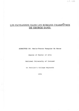 T.Rs Paysannes Dans I.F.S Romans Champêtres De George Sand