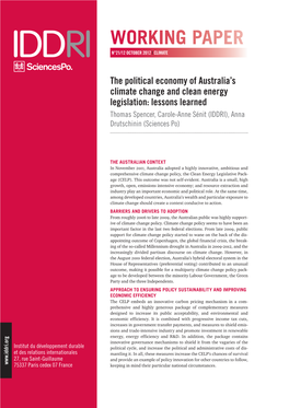 The Political Economy of Australia's Climate Change and Clean Energy Legislation