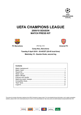 Uefa Champions League 2009/10 Season Match Press Kit