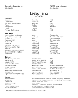 Lesley Tsina Resume 2018