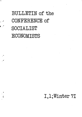 BULLETIN of the CONFERENCE of SOCIALIST ECONOMISTS
