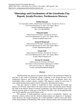 Mineralogy and Geochemistry of the Guenfouda Clay Deposit, Jerada Province, Northeastern Morocco