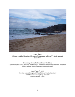 Aloha 'Āina: a Framework for Biocultural Resource