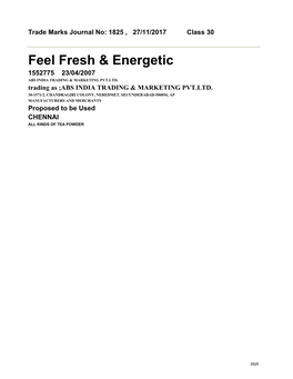 Feel Fresh & Energetic