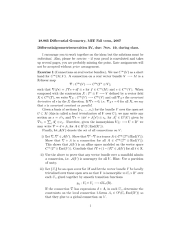 18.965 Differential Geometry, MIT Fall Term, 2007 Differentialgeometrieexerzitien IV, Due: Nov. 19, During Class. I Encourage Yo