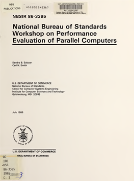 National Bureau of Standards Workshop on Performance Evaluation of Parallel Computers
