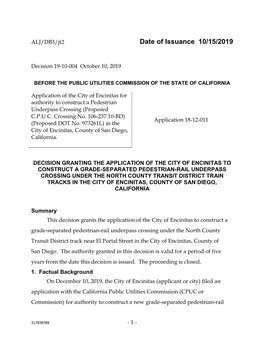 Date of Issuance 10/15/2019