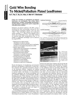 Gold Wire Bonding to Nickel/Palladium Plated Leadframes