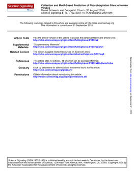 Collection and Motif-Based Prediction of Phosphorylation Sites in Human Viruses Daniel Schwartz and George M