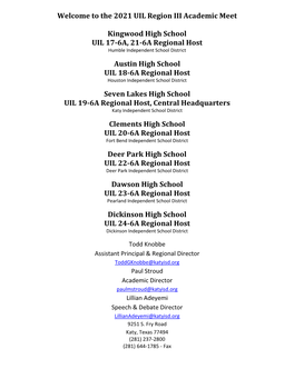 UIL Region III AAAAAA Academic Meet 2021