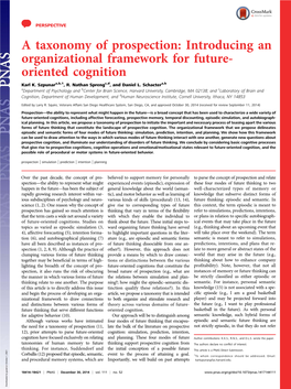 Introducing an Organizational Framework for Future- Oriented Cognition Karl K