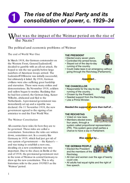 The Rise of the Nazi Party and Its Consolidation of Power, C. 1929–34