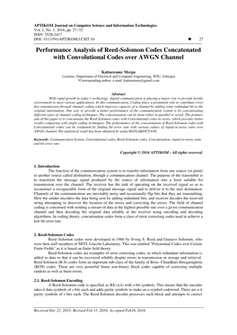 Performance Analysis of Reed-Solomon Codes Concatenated with Convolutional Codes Over AWGN Channel