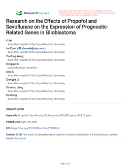 Research on the Effects of Propofol and Sevo Urane