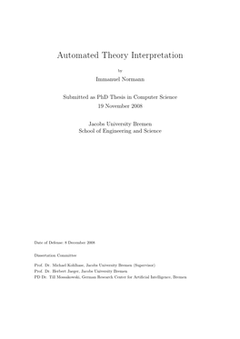 Automated Theory Interpretation (Phd Thesis)