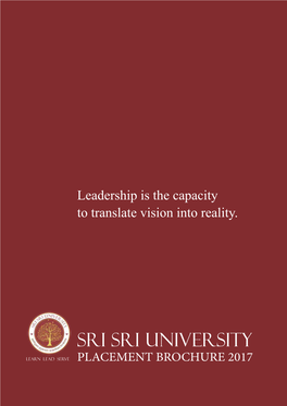 Sri Sri University Learn Lead Serve PLACEMENT BROCHURE 2017