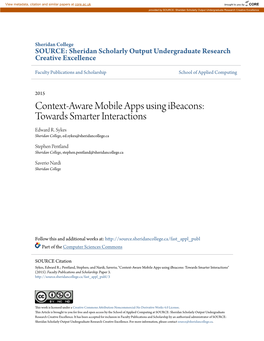 Context-Aware Mobile Apps Using Ibeacons: Towards Smarter Interactions Edward R
