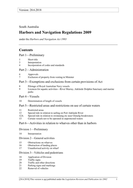 Harbors and Navigation Regulations 2009 Under the Harbors and Navigation Act 1993