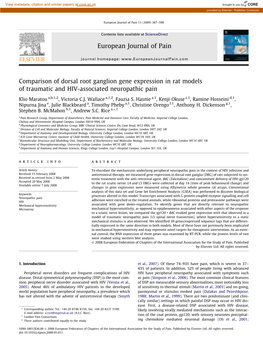 Comparison of Dorsal Root Ganglion Gene Expression in Rat Models of Traumatic and HIV-Associated Neuropathic Pain