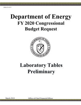 FY 2020 Congressional Budget Request