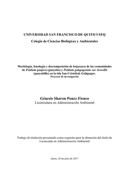 Génesis Sharon Ponce Fienco Licenciatura En Administración Ambiental