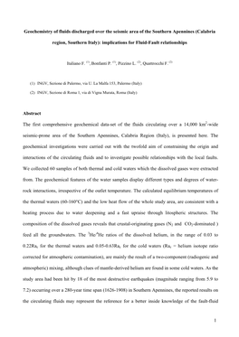 Fluids-Faults Relationships Over the Seismic Area of Southern Apennine