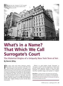 What's in a Name? That Which We Call Surrogate's Court