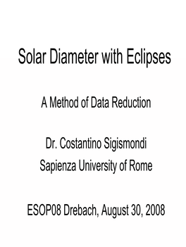 Solar Diameter with Eclipses