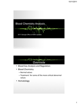 Blood Chemistry Analysis