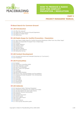 How to Produce a Radio Soap for Conflict Prevention / Resolution