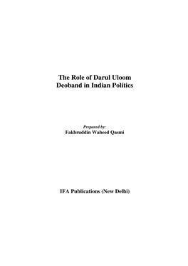 The Role of Darul Uloom Deoband in Indian Politics