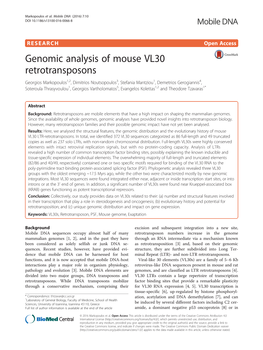 Genomic Analysis of Mouse VL30 Retrotransposons