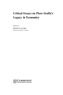 Critical Essays on Piero Sraffa's Legacy in Economics