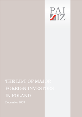 The List of Major Foreign Investors in Poland