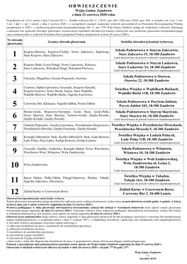 OBWIESZCZENIE Wójta Gminy Zambrów Z Dnia 12 Czerwca 2020 Roku