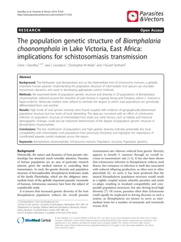 The Population Genetic Structure of Biomphalaria Choanomphala In