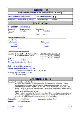 Localisation Condition D'accès Identification