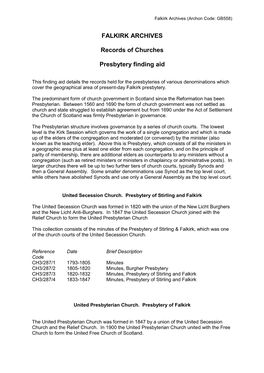 Presbytery Finding Aid