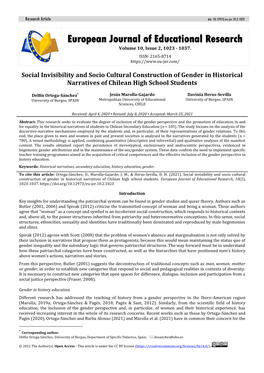 Social Invisibility and Socio Cultural Construction of Gender in Historical Narratives of Chilean High School Students