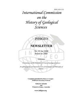 INHIGEO Newsletter No 41 (April 2009 Regarding Events in 2008)