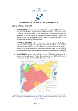 Weekly Conflict Summary | 19 - 25 August 2019